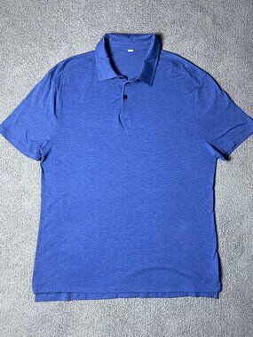 Lululemon Evolution Short Sleeve Blue Performance Slim Polo Shirt Mens Large